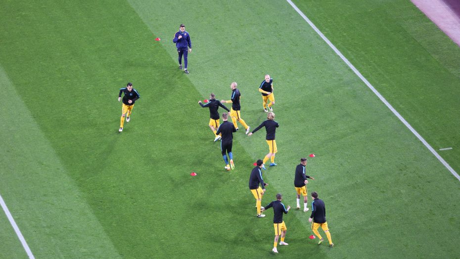 La rutina de calentamiento en los partidos de fútbol